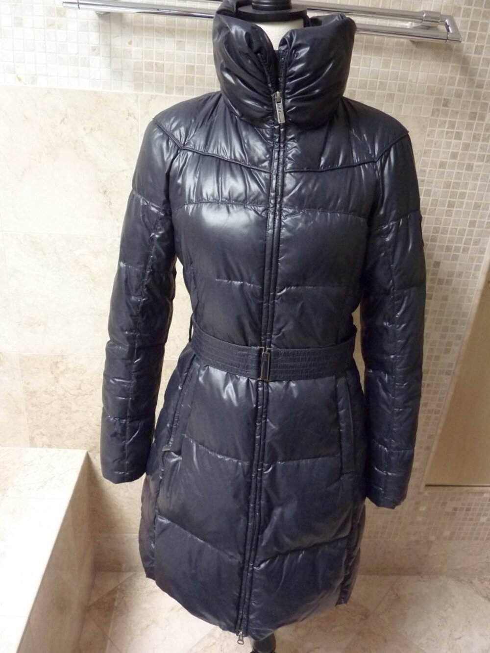 $470 ADD Icon 10 Black Down Zip Front Winter Coat Jacket Belt SZ 6 US 44IT S, M